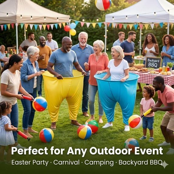 Granny Pants Yard Game Set - Giant Outdoor Games for Adults and Family, Funny Relay Race Party Games for Kids, Field Day Lawn Backyard Camping Games with Bouncy Balls