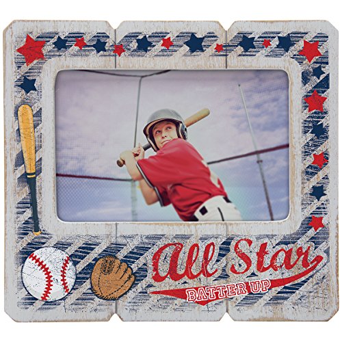 Neil Enterprises 6" x 4" Whitewash Finish Wood Baseball Picture Frame