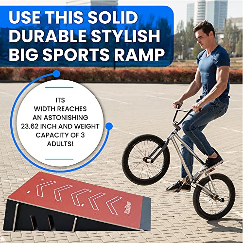 Kids Jumping Ramp for Skateboard, Bike, Scooter, BMX, RC Car and Dirt Bike, 42.91 in, Red - color: Red, size: L300