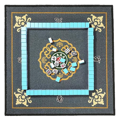 Mose Cafolo Professional Chinese Mahjong Game Set 146 Numbered Large Size Tiles with Carrying Travel Case, Complete Mahjong Tiles Set (Majiang, Mah-Jongg, Ma Jong) - color: Blue Tile