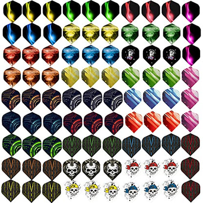 Dart Flights, 6 Styles, 30 Sets, 90 Pieces, PET Standard Accessories for Darts, Perfect Equipment for Soft/Steel Tip Darts Games (6 Styles, 30 Sets, 90 Pieces)