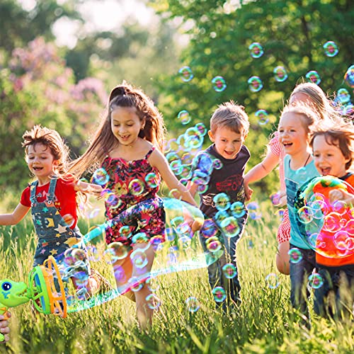 IFLOVE Dinosaur Bubble Gun for Kids 3-8, Bubble Machine Blower Toy (Green) | Bubble-in-bubble effect， Easy-Grip Dinosaur Bubble Gun Fills Summer Playtime and Party Favors With Colorful Bubbles - color: Green