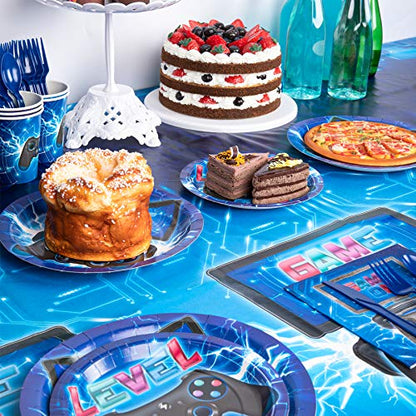 DECORLIFE 3 Pack Video Game Party Tablecloth, 108 x 54 Inch, Waterproof and Table Covers for Gamer Birthday Party Supplies