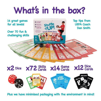 Shuffle Up Soccer Card Games - 70+ Skills Cards, Soccer Gifts for Boys and Girls 7-12 Years Old, Teen and Kids Indoor Training Equipment, Outdoor Backyard Game, Practice Toys, Stamina and Strength