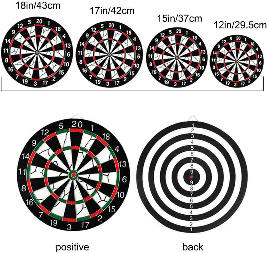 12/15/17/18in Dartboard Game Set， Metal Radial Spider Wire, Compressed Sisal Board with Rotating Number Ring Professional Dart Board for Adults(12in)