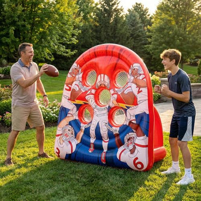 6FT Giant Inflatable Football Target Toss Game - Fun Indoor & Outdoor Yard Games for Kids & Adults, Football Party Throwing Games, Carnival Games, Camping & Tailgate Lawn Activities