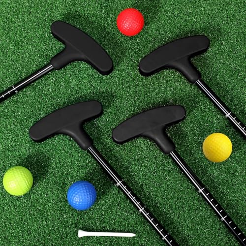 Wettarn 6 Set Golf Putters for Men and Women Two Way Mini Golf Putter with 6 Balls for Right or Left Handed Golfers Adjustable Length - color: Black