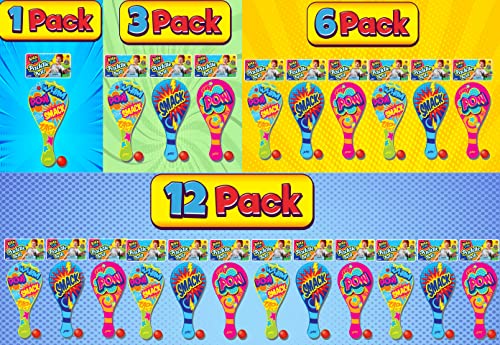 Kool N' Fun Plastic Paddle Ball w/ String Attached (1 Paddle) by JARU. Classic Retro Toys for Kids & Adults, Boy & Girl. Indoor Game and Outdoor Set Toys. Party Favors Birthday Easter Prizes 1994-1