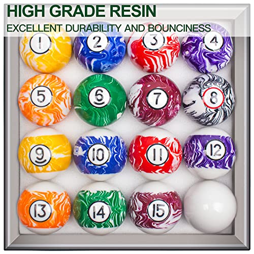 Billiard Balls Set Pool Table Balls Marble-Swirl & Classic Style 16 Ball Set - style: Deluxe White Marble