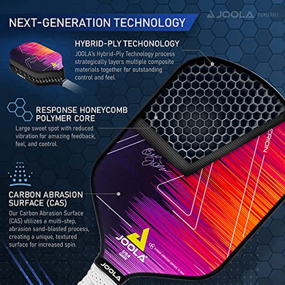 JOOLA Ben Johns Hyperion Pickleball Paddle - Select Raw Carbon Surface or Carbon Abrasion Surface for Increased Power and Spin - Elongated Grip Handle - Carbon Fiber Pickleball Paddle - USAP Approved - color: Hyperion | CAS | 13.5mm with Cover
