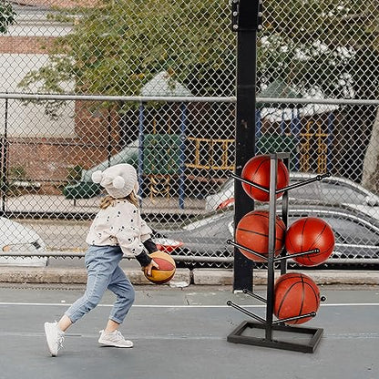 Basketball Organizers Metal Ball Storage Rack Sports Storage for Indoor Outdoor - style: 3-Layer
