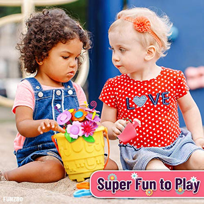 FUNZBO Girl Flower Garden Building Toys Set - Birthday Gifts for Age 3 4 5 6 7 8 Years Old Girls, STEM Montessori Educational Toy for Toddler Kids, Sorting & Stacking Spring Gardening Set - size: Starter Set - 46pcs