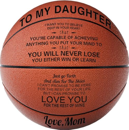 KAAYEE Engraved Basketball for Grandson, Engraved Basketball for Son from Mom Dad, Personalized 29.5" Basketballs Gifts, Custom Christmas Birthday Graduation Back to School Gift for Son from Mom Dad - color: Mom to Daughter