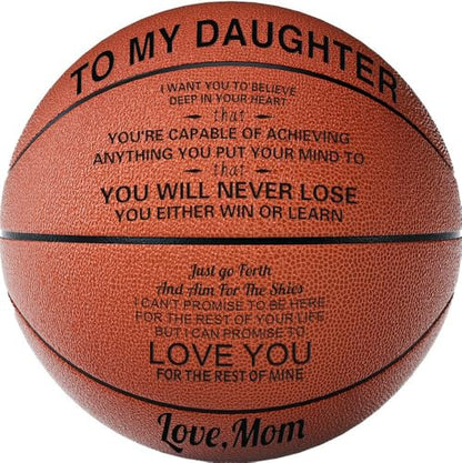 KAAYEE Engraved Basketball for Grandson, Engraved Basketball for Son from Mom Dad, Personalized 29.5" Basketballs Gifts, Custom Christmas Birthday Graduation Back to School Gift for Son from Mom Dad - color: Mom to Daughter