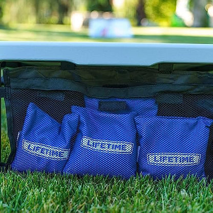 Lifetime Portable Cornhole Toss Game Set with 8 Bean Bags and Storage Pouches Attached to Boards