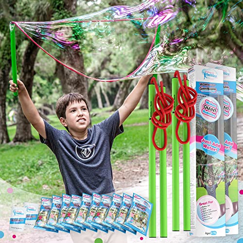 WOWMAZING Giant Bubble Kit – Family Pack (14-Piece Set) with Big Bubble Wand and Solution Concentrate (Makes 3 Gallons of Large Bubbles) | Best Value for Family Fun - style: Kit-Family Pack