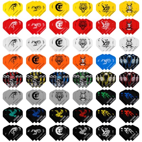 Accmor 90pcs Standard Dart Flights Set, Dart Flights for Steel Tip Darts/Soft Plastic Tip Darts, Dart Replacement Flights Accessories - color: 144pcs-Yellow Red White Black