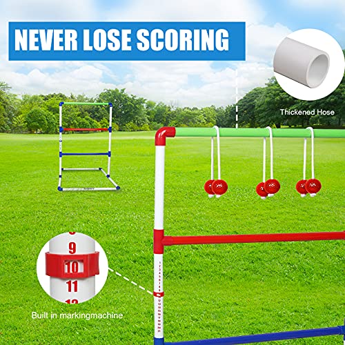 Outdoor Games Ladder Toss Indoor Game Set with 6 Soft Rubber Bolo Balls,Games for Adults, Kids, Family,Red&Blue&Green