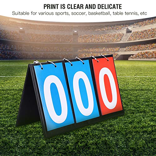 Portable Scoreboard, 2/3/4 Digit Flip Sports Scoreboard Score Counter for Table Tennis Basketball(3 Digit)