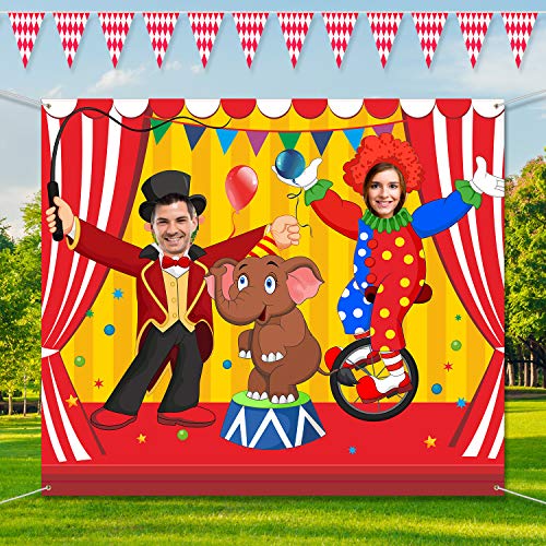 Blulu Carnival Backdrops for Party Circus Decorations 59 x 51 Inch Carnival Photo Door Banner Circus Theme Banner Photo Props Large Backdrop for Decorations Games Supplies