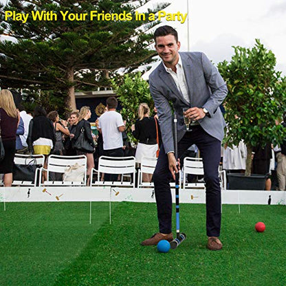 [6 Players]Premium Croquet Set for Families, BroWill Croquet Set with Carrying Bag for Yard Outdoor Lawn Backyard Games for Kids Adults All Ages, 35 Inch