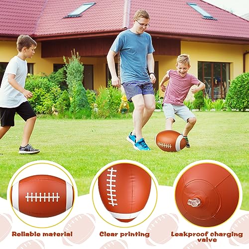 Meooeck 10 Pcs Football Party Supplies Kit,2 Inflatable 70.8'' Jumbo Football Goal Post and 8 Blow Up Footballs for Tailgate Outdoor Celebrations & Themed Day Party Game