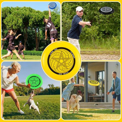 6 Pcs Outdoor Flying Disc Set 175g Each for Adult Sports Competitions, Includes 1 Glow in The Dark Flying Disc for Beach Pool Competitions Outdoor Game Camping and Backyard Player