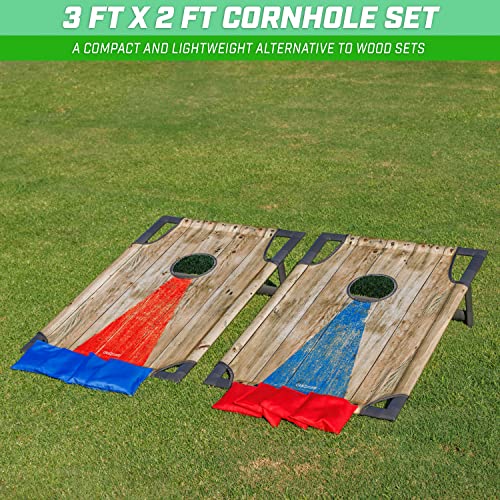 GoSports Portable Cornhole Set with Carry Case - Outdoor Lawn Bean Bag Toss Game for Adults and Family - Beach, Camping, Yard Games & More - style: Rustic