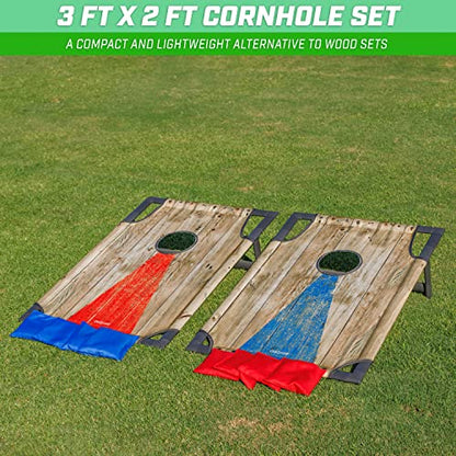 GoSports Portable Cornhole Set with Carry Case - Outdoor Lawn Bean Bag Toss Game for Adults and Family - Beach, Camping, Yard Games & More - style: Rustic