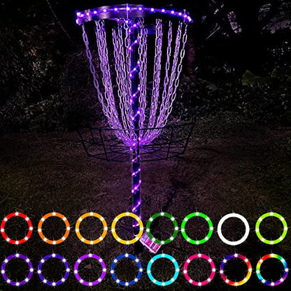 Waybelive LED Disc Golf Lights, Remote Control Disc Golf Rim Light for Disc Golf Basket, C Battery Box, 16 Color Change by Yourself, Waterproof, Super Bright to Play at Night