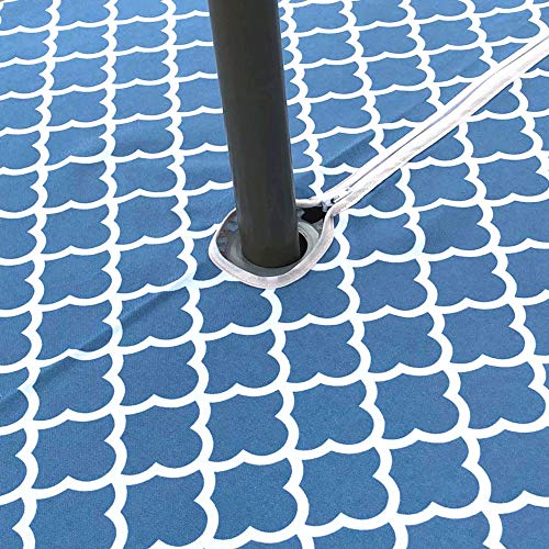Melaluxe Spring/Summer Wrinkle-Free Waterproof Outdoor Tablecloth with Umbrella Hole and Zipper, 60-Inch-by-84 Rectangle - color: Blue Clound, size: 60" x 84" (Rectangular)