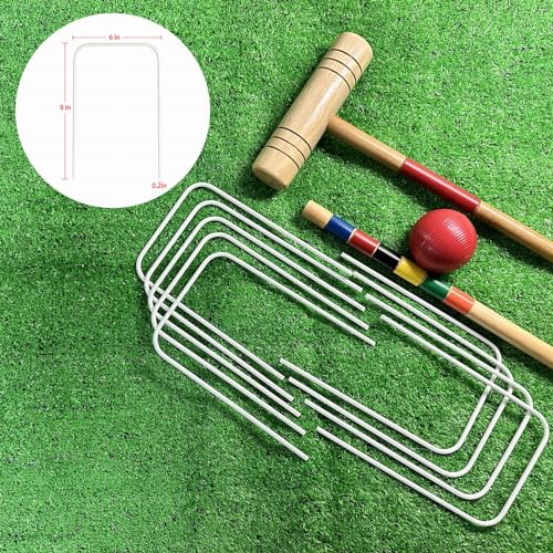 OUTOSS-Croquet Wickets,Set of 9 Pcs,White Plastic Coating with Storage Bag | Durable and Thick Wire Dia. 5MM (0.2 In.), Replacement for Croquet Game, Includes Storage Bag