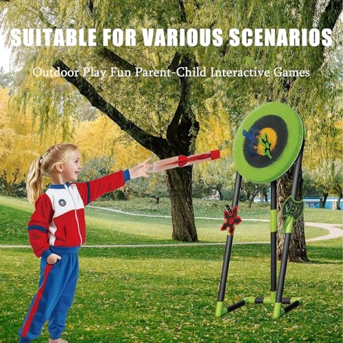 Axe Throwing & Lawn Dart Game Set with 6 Darts (2 Axes+2 Six-Star + 2 Throwing), Foldable Frame, Backyard, Camping, Games, Indoor/Outdoor Fun for Kids & Adults Blue-Round