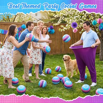 26 Pcs Granny Pants Outdoor Game Set, 4 Giant Pants with 20 Bouncy Balls & 2 Pumps Yard Funny Toss Relay Backyard Game for Adults Family Beach Party Favor - color: Neon, style: Video