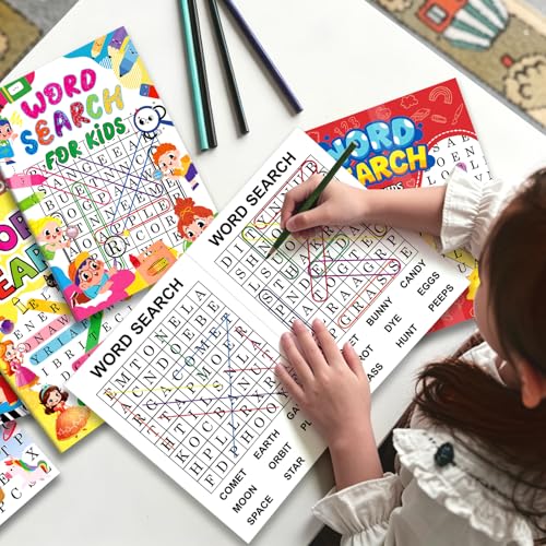 Elfew 20 Pack Bulk Small Word Search Puzzle Books for Kids Ages 4-8 | Over 2500+ Words, Answer Keys Included, Educational Vocabulary Activity Workbooks, Travel Screen Free Learning Games - style: 20 Word Search Book