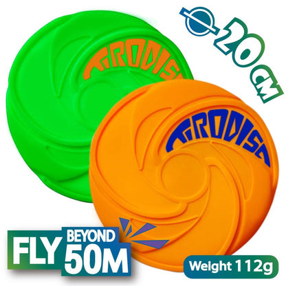 AMAZING TOYZ Tirodisc Frisbee 2-Pack- 20cm Easy Catch Foldable Pocket Flying Disc, Soft Silicone for Kids/Adults Beginner, Waterproof Beach Pool Outdoor Gift Age3+ - color: Orange and Green