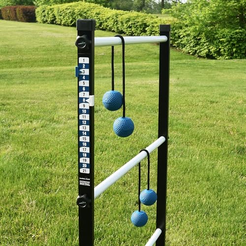 Vivere Ladder Golf Extreme Metal Tournament Edition Ladder Ball Tossing Game with 2 Metal Ladders and 2 Sets of Soft Bolas - Official Equipment