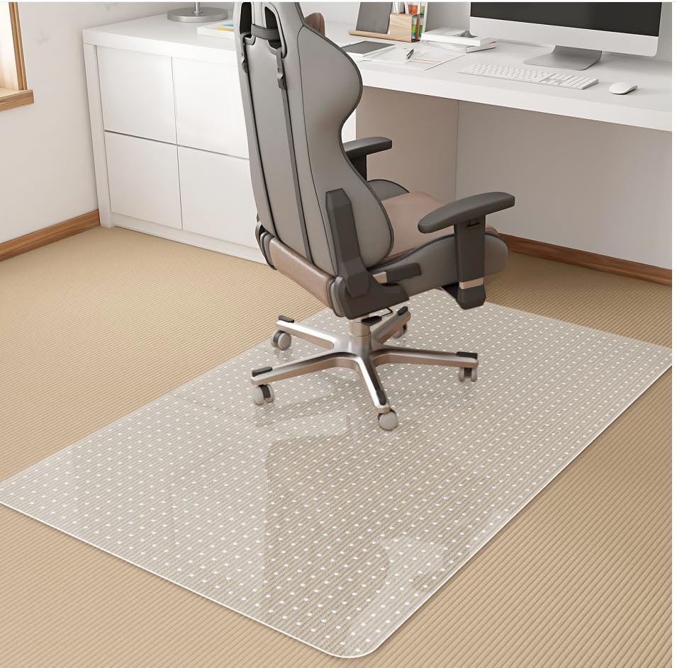 KMAT Office Chair Mat for Carpet, Computer Desk Mat,Clear Desk Chair Mat for Home Office Rolling Chair,Heavy Duty Floor Protector-Easy to Clean,Anti-Slip-36 x48 Rectangle - size: 36"x48", style: Studded Version for Carpet