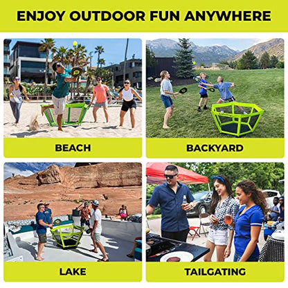 PaddleSmash - Pickleball Yard Game As Seen on Shark Tank - Beach, Backyard, Tailgate & Lawn, Outdoor Activities for Adults and Family - Easy Assembly - style: With Paddles