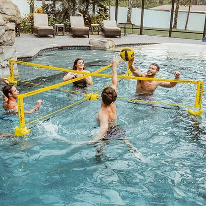 CROSSNET H2O Volleyball Pool Game - Four Square Net - Quick Assemble & Portable - Perfect Pool Toys for All Families W/Accessories