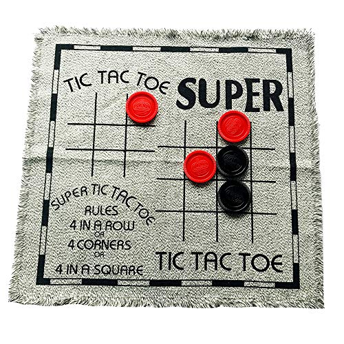 Yuanhe Gaint Checkers Game Set - Large 3 in 1 Checkers Including Tic Tac Toe with Reversible Rug, Calssic Indoor Outdoor Yard Games for Family
