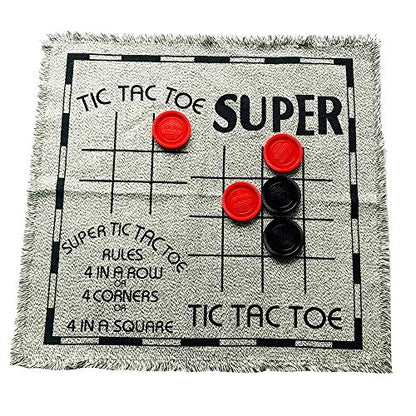 Yuanhe Gaint Checkers Game Set - Large 3 in 1 Checkers Including Tic Tac Toe with Reversible Rug, Calssic Indoor Outdoor Yard Games for Family