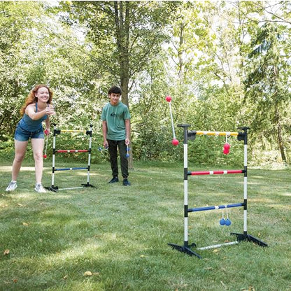 EastPoint 3-in-1 Tailgate Cornhole, Ladderball, Bottle Smash Combo Game - Blue - Versatile 3-in-1 Set for Outdoor Games - Portable Transport for Backyard