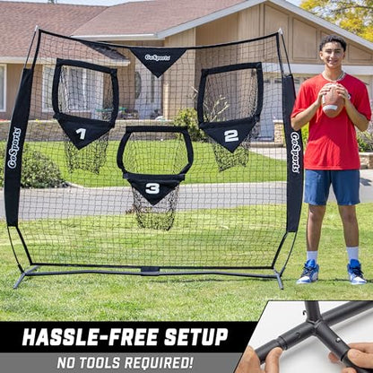 GoSports Football Throwing Net - 8 x 8 ft or 6 x 6 ft Nets - Choose Black or Red - color: 6 x 6 ft Black
