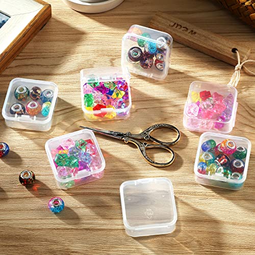 SATINIOR 24 Packs Small Clear Plastic Beads Storage Containers Box with Hinged Lid for Storage of Small Items, Crafts, Jewelry, Hardware(1.7 x 1.7 x 0.8 Inches) - size: 1.7 x 1.7 x 0.8 in