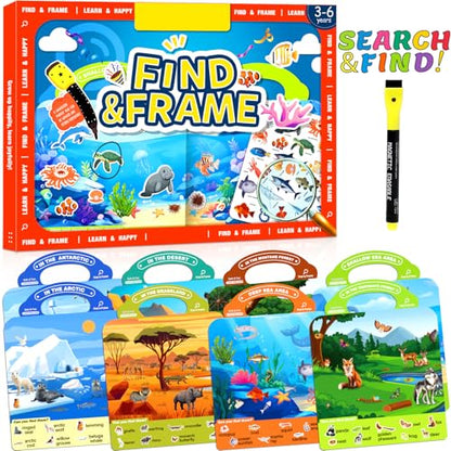 Search and Find Activity Books for Kids Ages 3-5, Toddler Toys Travel Game Busy Book for Car Airplane Road Trip, Preschool Learning Activities, Educational Seek Activity Christmas Birthday Gifts - color: Muiti