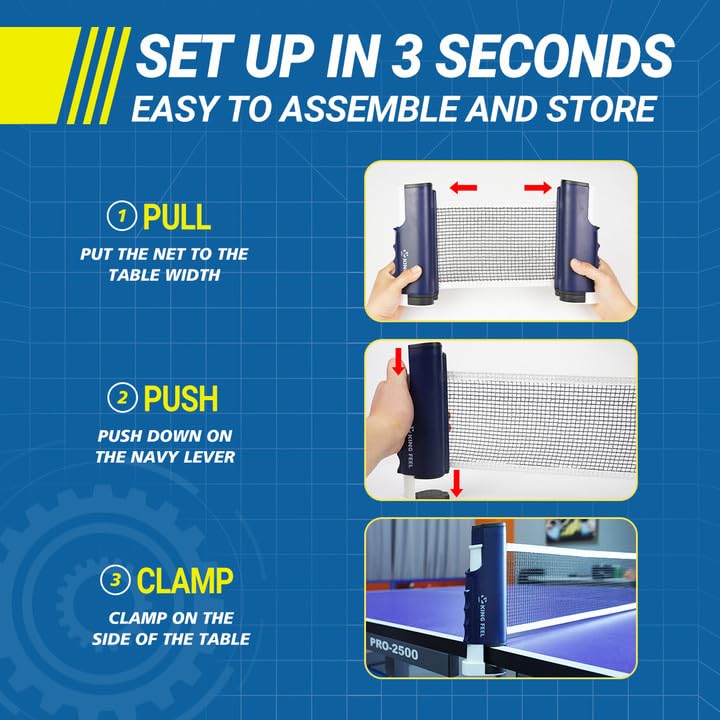 Upgrade Retractable Ping Pong Net (Up to 2.3" Thickness) Portable Table Tennis Net for Any Table,Premium Table Tennis Accessories,Indoor or Outdoor Family Game