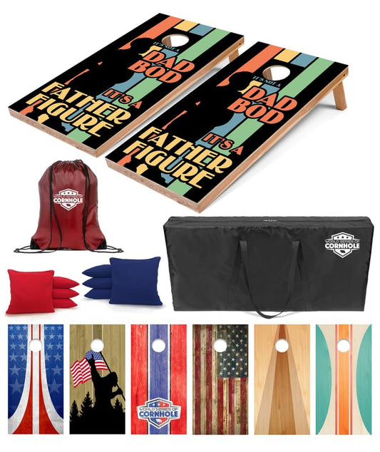 World Series of Cornhole Regulation Size Cornhole Boards - Lightweight & Durable All-Wood Construction | Backyard Bean Bag Toss Set | Outdoor Game for Tailgates & BBQs - color: Dad Bod