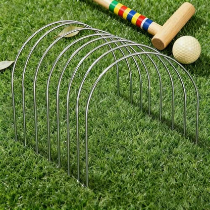 Set of 10 Croquet Wickets Replacement for Croquet Metal Hoops with Galvanized and Plastic Coating for Family Lawn Backyard Outdoor Game (U Shape) - size: U-Shape