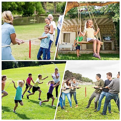 NEBURORA 20FT Tug of War Rope for Adults Outdoor Games Field Day Family Reunion Summer Outside Yard Backyard Lawn Camping Picnic Carnival Party Games Beige - color: Beige